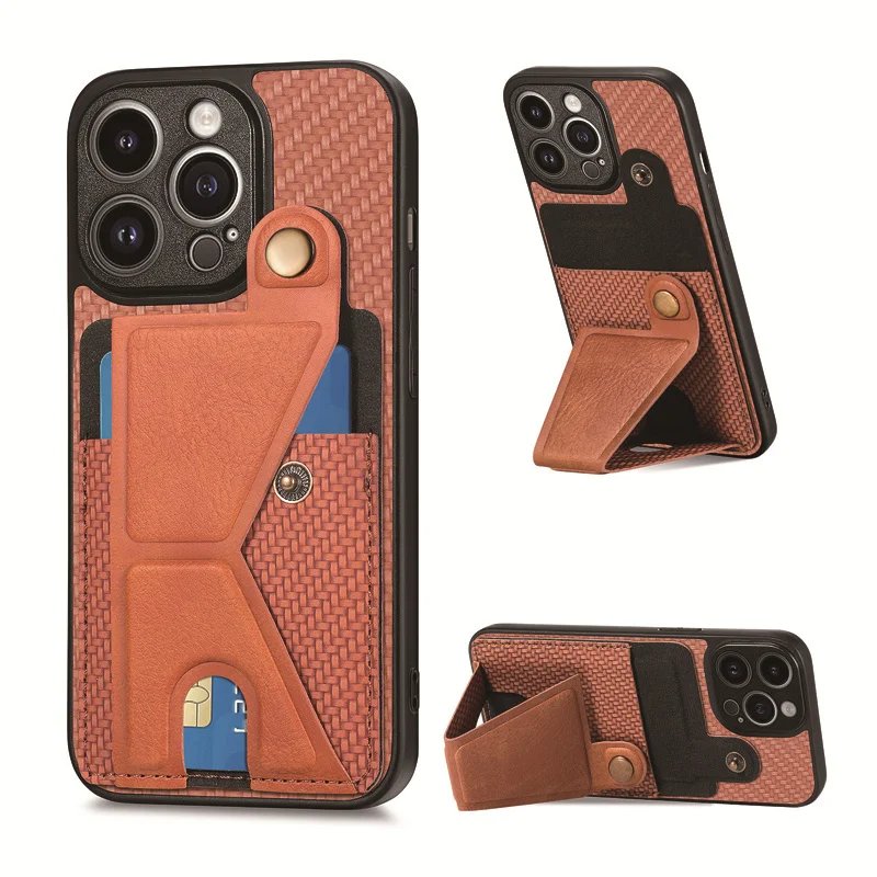 

Carbon fiber leather cover is suitable For OPPO A96 92 77 57 53 33 32 17 16 15 12 K10X Find X5 5G card stand mobile phone case