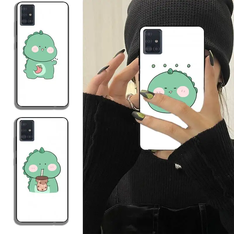 

Green Cartoon Little Dinosaur Phone Case For Samsung Note 8 10 20 S10 S20 Fe Lite S21 S30 Ultra Plus 5G Fundas Shell Cover