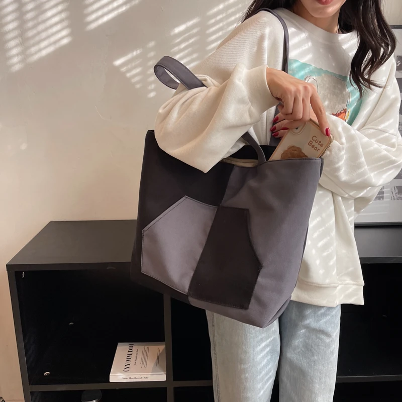 

This Year, It Is Popular For Students To Commute To Class, Tote Women, 2023, New Color-blocking Large-capacity Casual Shoulder