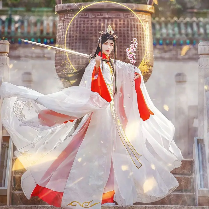 Небесные чиновники Bestow Blessings Yue God Xie Flow Одежда красного и белого золота Hanfu Древний