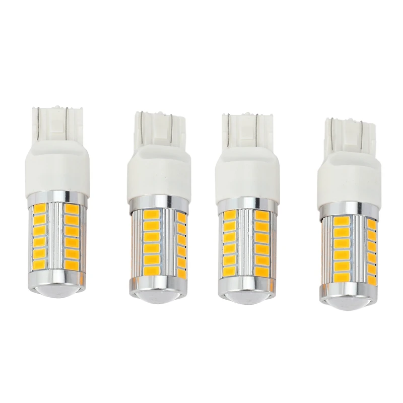 

7443, T20 Led Bulbs Amber Yellow 900 Lumens Super Bright Turn Signals Light Brake Stop Parking Light (Pack Of 4)