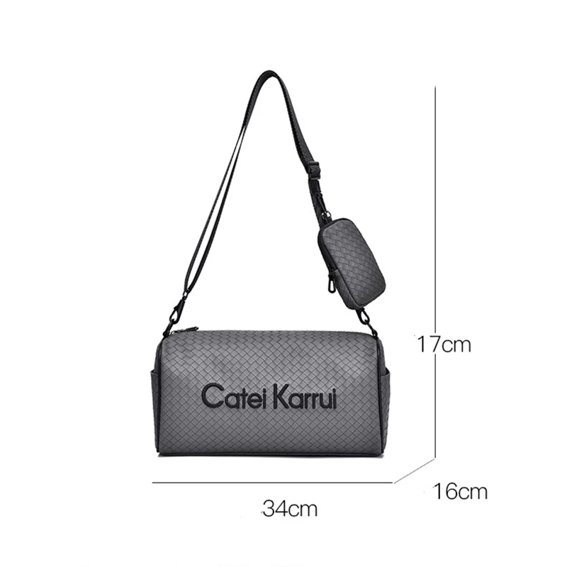 Fashion Men's Crossbody Bags Multifunctional Travel Bag Knitting PU Leather Shoulder Bag Luxury Designer Shoulder Messenger Bags