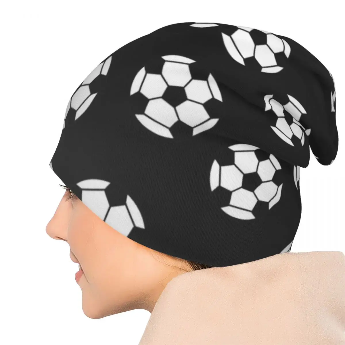 Футбольные шапки-бини черно-белая вязаная шапка Kpop теплые мужские и женские