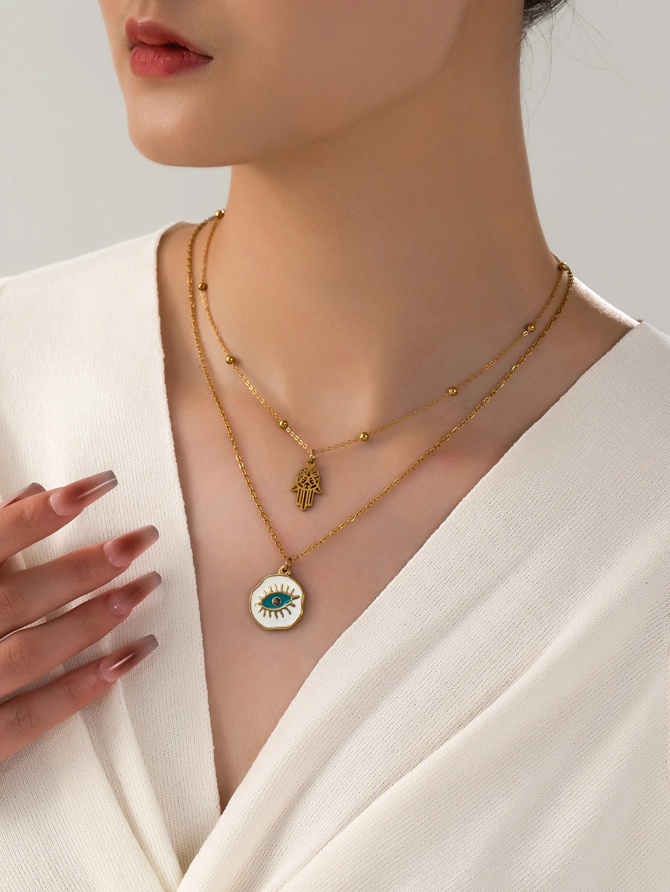 Женское винтажное геометрическое ожерелье с круглым кулоном в виде полой ладони