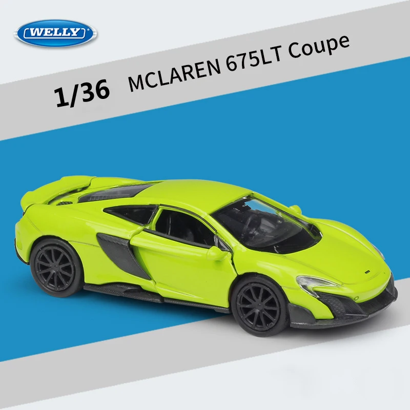 

WELLY Diecast 1:36 Sports Car Simulator Metal MCLAREN 675LT Coupe Pull Back Car Model Car Alloy Toy Car For Kids Gift Collection