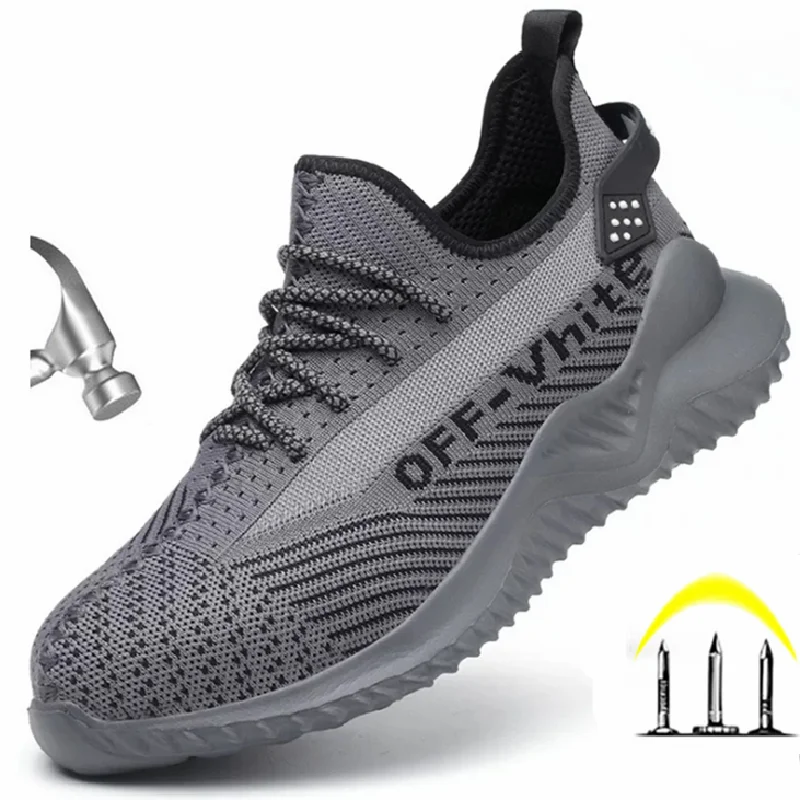 

Мужские сетчатые Нескользящие защитные ботинки, роскошные брендовые дышащие рабочие ботинки со стальным носком, легкие кроссовки, защита от проколов