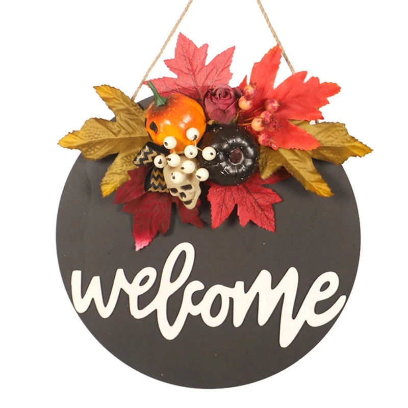 

Halloween Skull Maple Leaf Garland Decoration Window Door Hanging Garland Pendant Wreath Thanksgiving Party Decoration