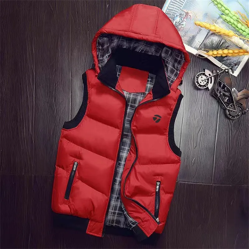 

New Winter Women Men Golf Jacket Vest Windproof Warm Golf Clothing Hooded Down Cotton Zipper Vests Coats Unisex Waistcoat Coats