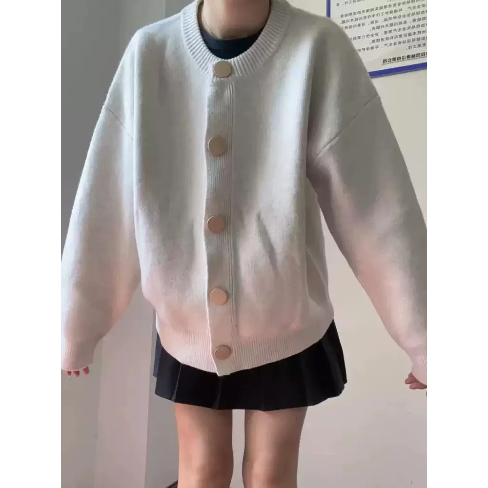 Женские теплые вязаные однотонные однобортные Свободные свитера с длинным