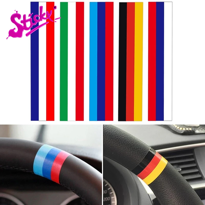 

STICKY Car Stickers Steering Wheel Decoration Creative Decals for BMW Russian France Germany Italy Auto Tuning Styling