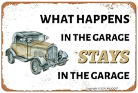 retro tin signs what happens in the garage stays in the garage vintage metal sign for outdoor gate funny wall decoration