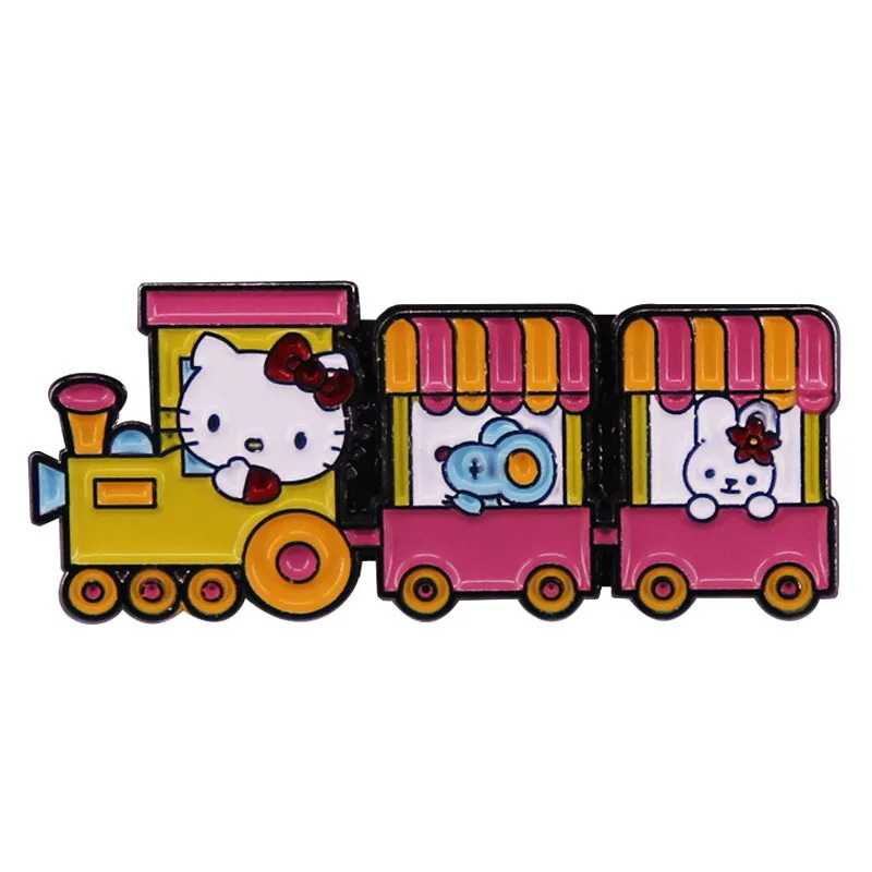 

Cute Cartoon Cats Toy Train Pins Metal Brooch Badge Fashion Jewellery Clothes Hat Backpack Accessory Gifts