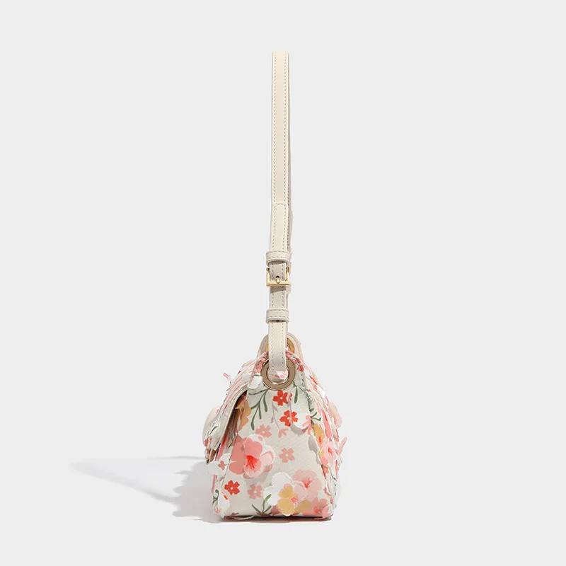 2022 autumn new printed underarm bag light luxury temperament shoulder bag women's bag niche high-end texture flower bag