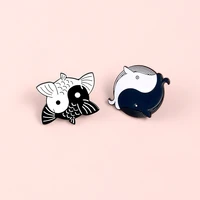 yin yang taichi enamel pin custom koi whale brooches clothes lapel pin fish badge balance jewelry gift for friends drop shipping