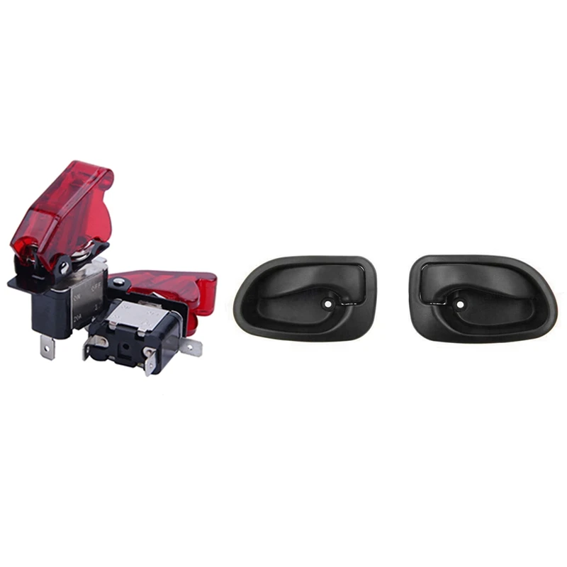 

2 Set Car Accessories: 1 Set Red LED SPST Toggle Rocker Switch & 1 Set Front Left Right Car Interior Door Handle