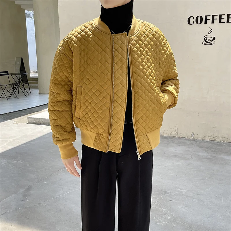 Winter Jacket Men Warm Fashion 3-color Casual Thickened Plaid Short Coat Men Korean Slim Fit Thick Down Jacket Mens Parker M-3XL