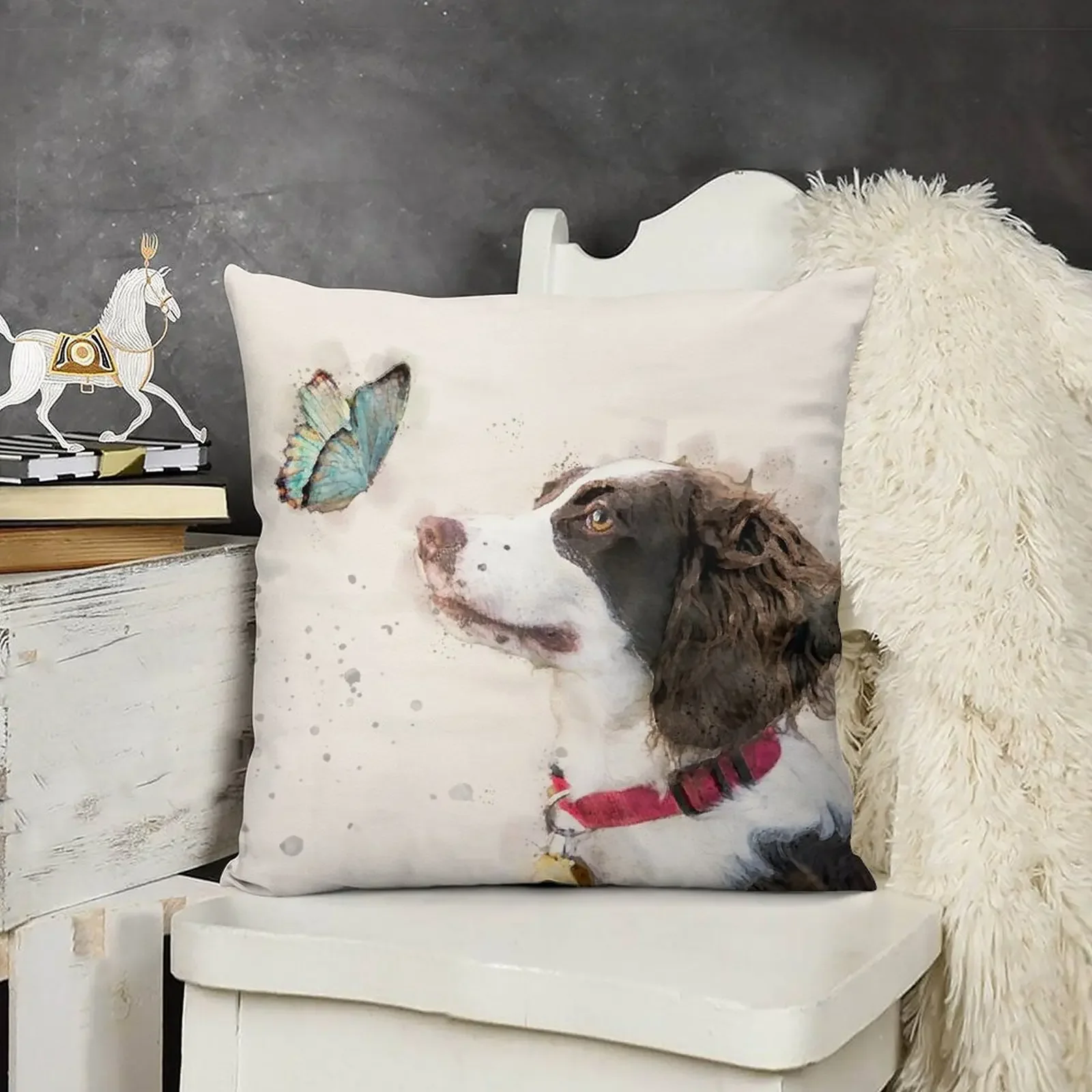 Английский спрингер-спаниель акварель наволочка наволочки декоративная