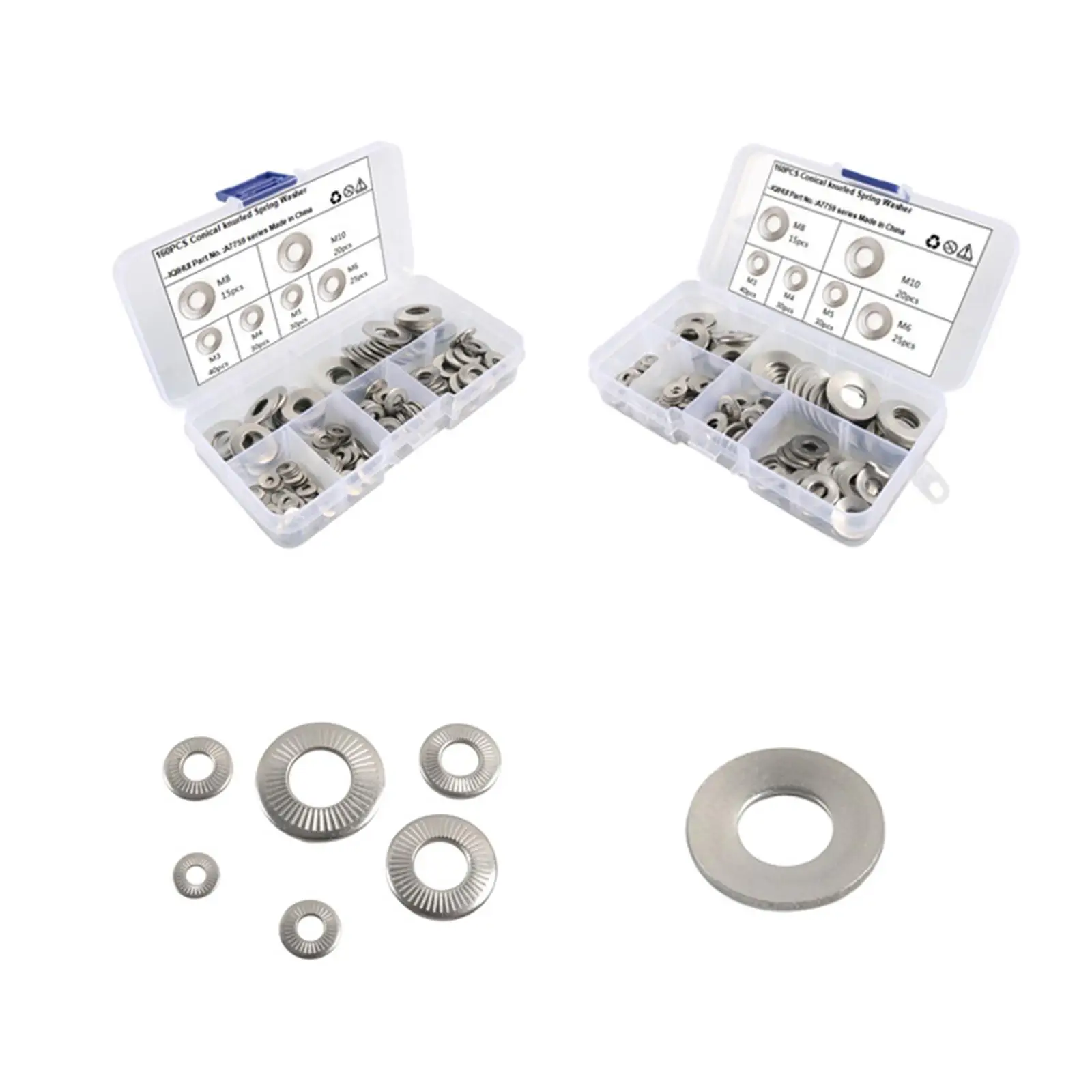 

160 Pieces Conical Knurled Spring Washer Hardware Disc Spring Serrated Lock Washer M3 M4 M5 M6 M8 M10 for Automotive Electronics
