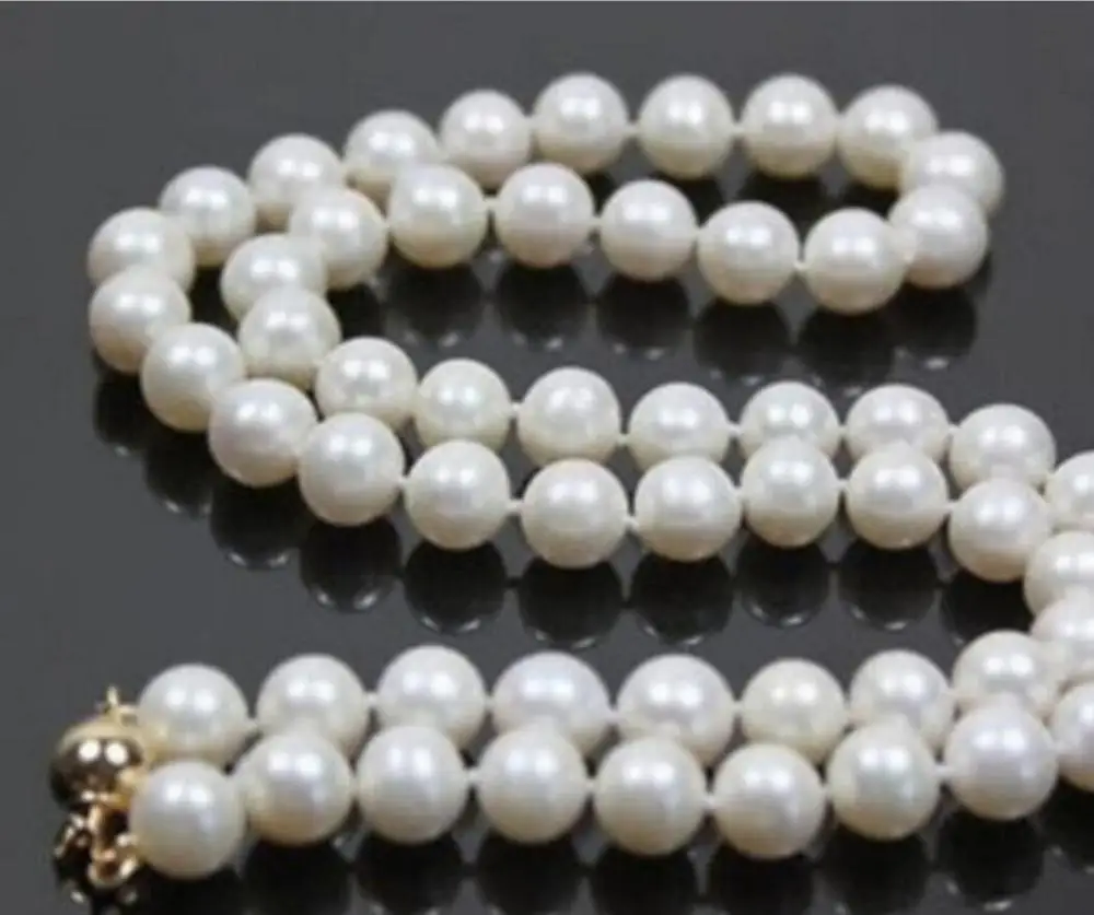 Ожерелье из натурального белого жемчуга 8-9 мм 18 дюймов