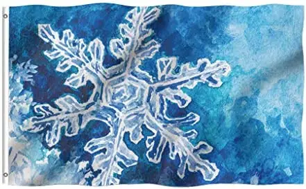 

Blue White Snow Double Stitched with Brass Grommets for Outdoor Indoor Home Decor