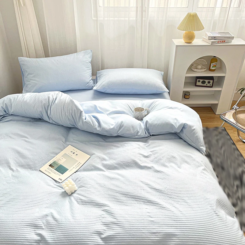 Домашний текстиль светильник-Голубой вафельный узор Модный комплект