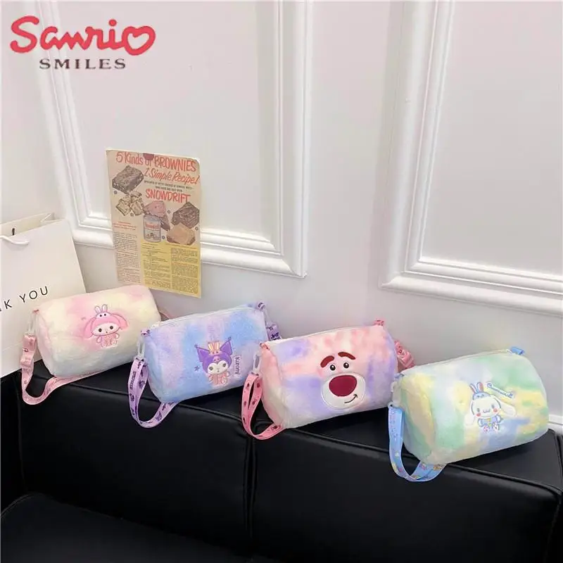 

2023 New Kawaii Plush Dazzling Colours Handbag Crossbody Bag Sanrios Cinnamoroll Kuromi Melody Portable Shoulder Bag Bucket Bag