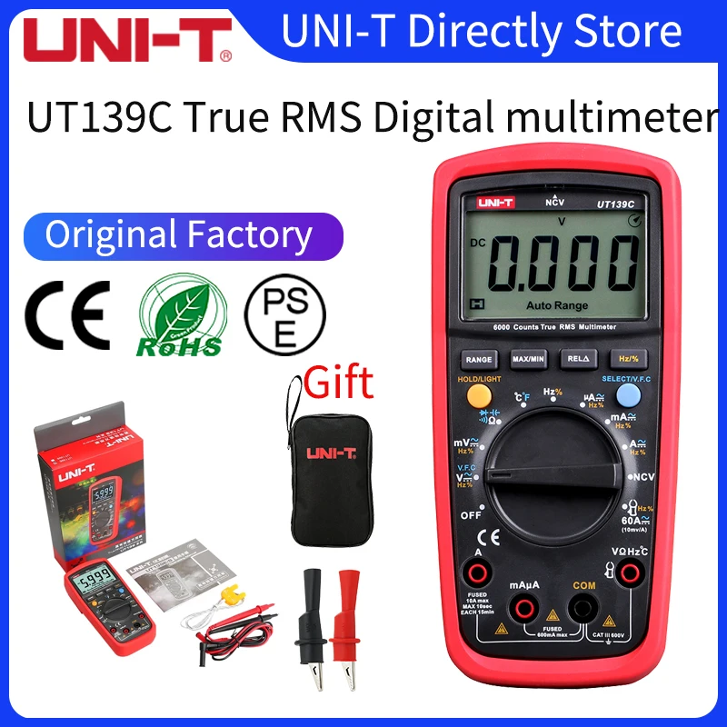 UNI-T Цифровой мультиметр UT139A UT139B UT139C измеритель True RMS ручной тестер 6000 отсчетов