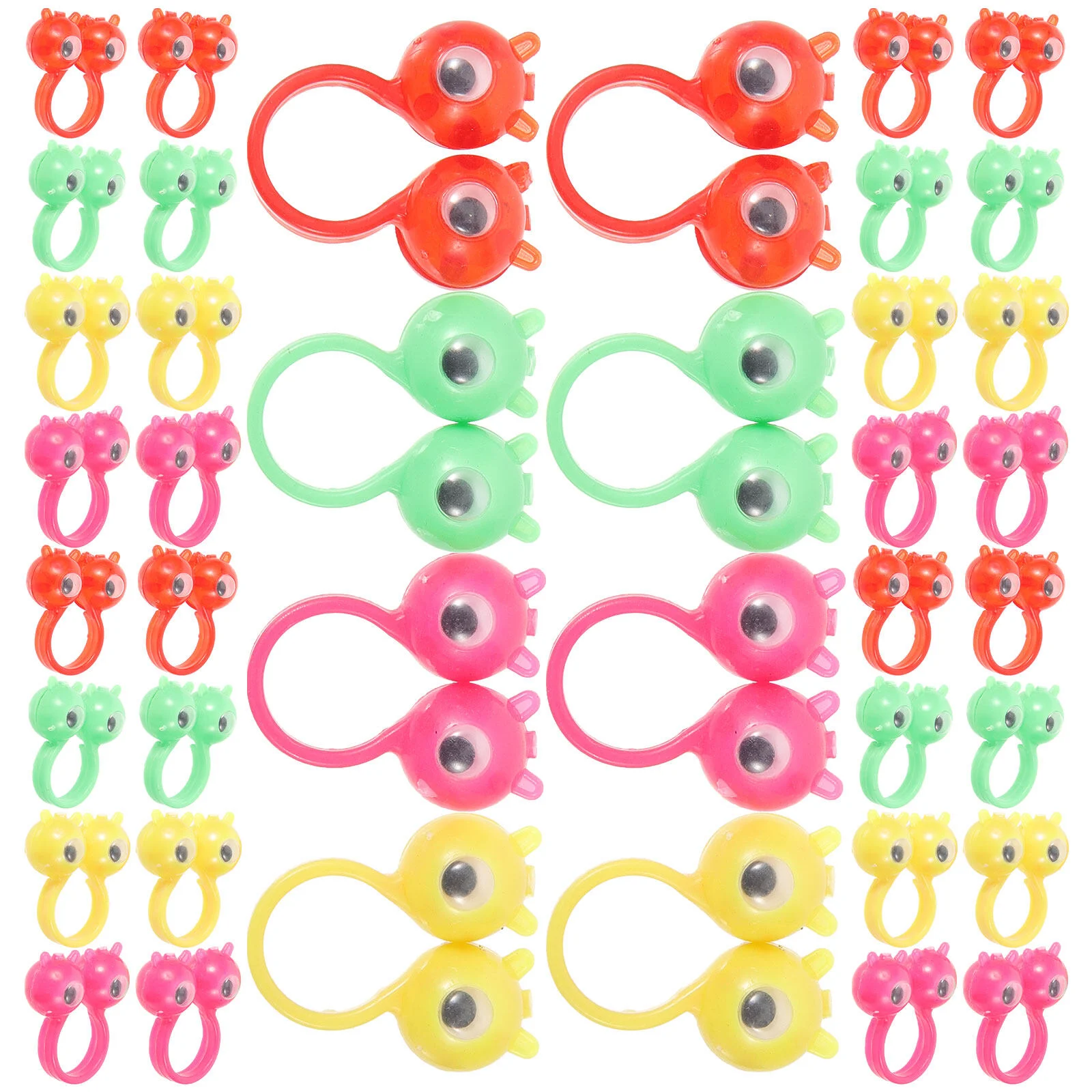 

50 Pcs Puzzle Toys Plastic Eyeball Rings On Interesting Eyelash Finger Funny