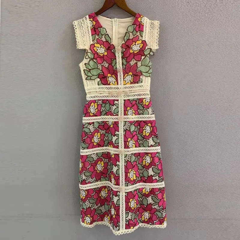 

Vietnamese Designer Women's Dress Luxury Elegant Pink Flower Embroidery Holiday Party Elegant Long Dress 2022 Autumn New