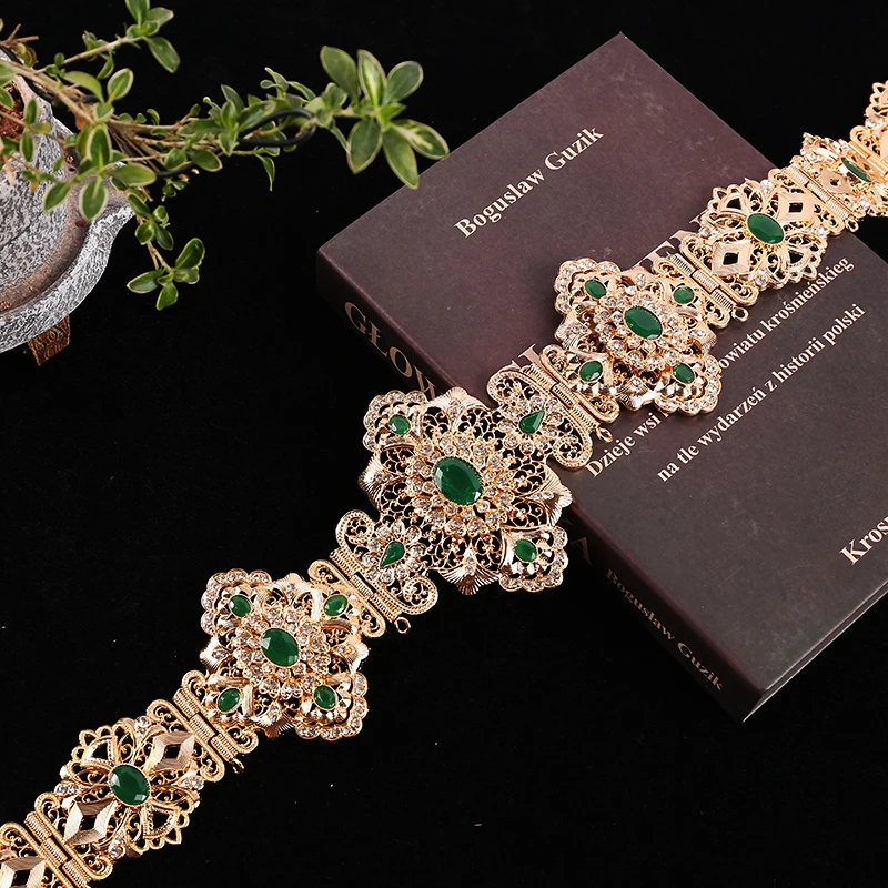 Новые марокканские шикарные ремни Caftan полные стразы с полым цветочным дизайном