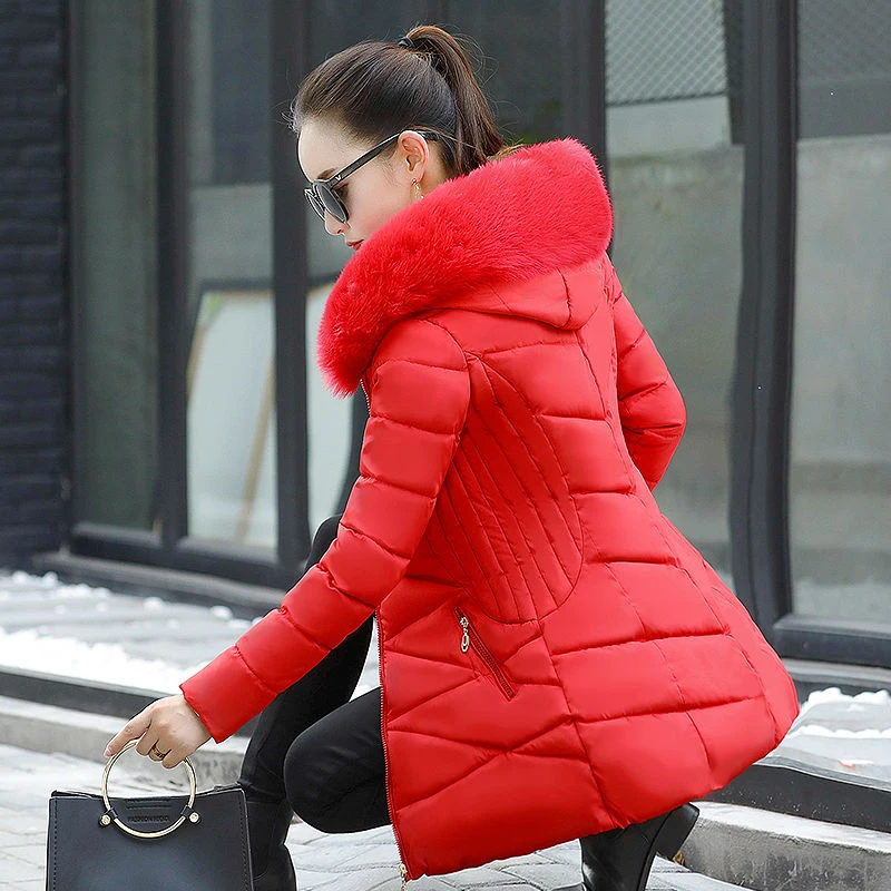 Women's Hooded Short Thick Parkas Winter Fashion Warm Down Jacket Streetwear Casual Outwear Female Solid Elegant Zipper Outwear