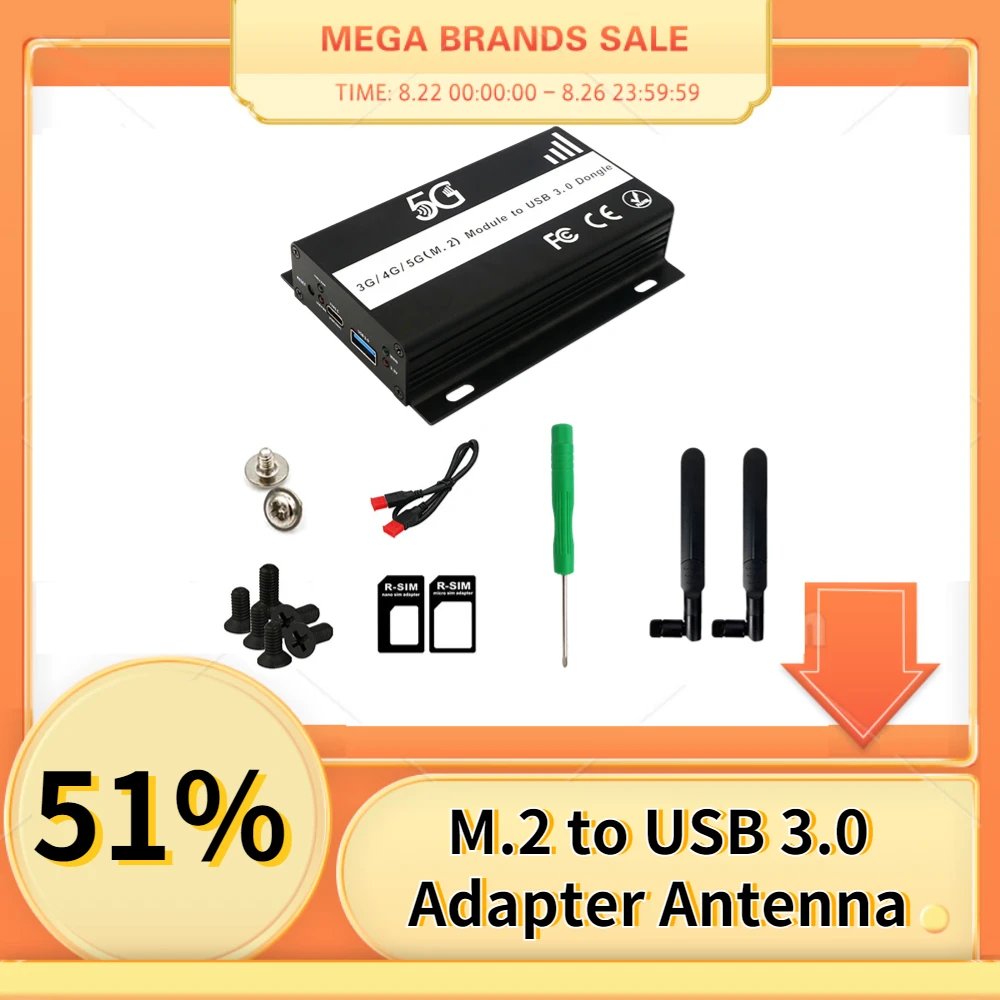 M.2 to USB 3.0 Adapter Antenna B Key NGFF Wireless Card Converter with SIM Card Slot for SIM Micro SIM NANO SIM 3G 4G 5G Module