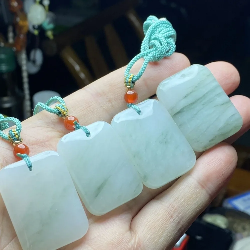 Ожерелье из натурального камня ручной работы кулон с зеленым нефритом для мужчин