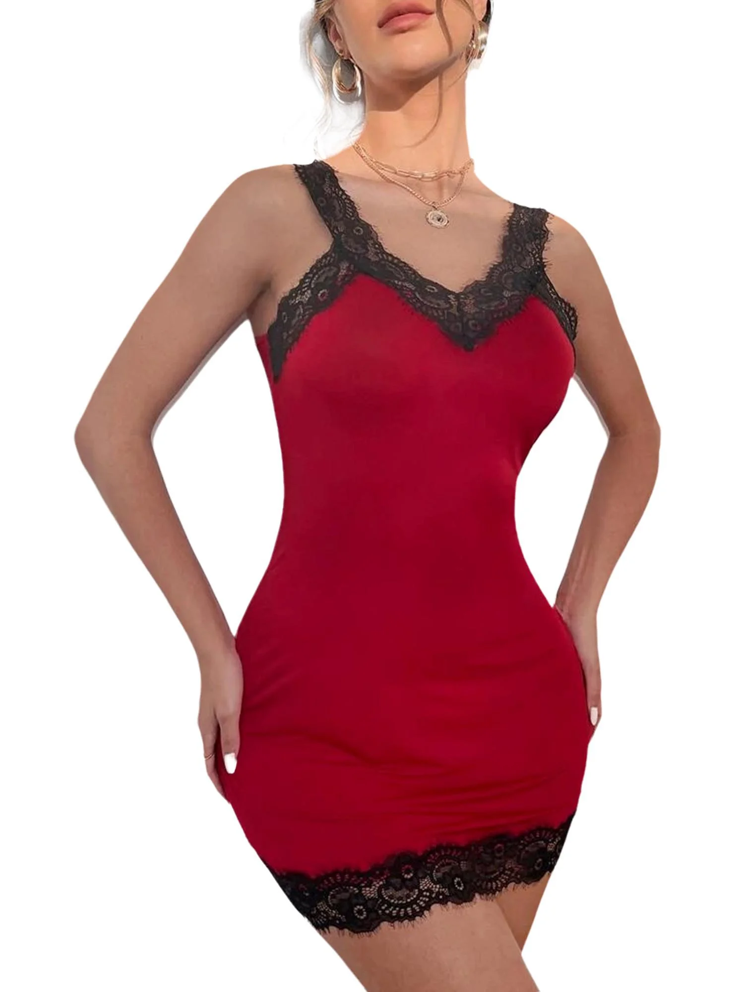 

Новинка, Женская пижама, модная мягкая ночная рубашка, сетчатая Кружевная комбинация с V-образным вырезом, мини-платье на бретельках, платье с открытой спиной, пижама, одежда для сна