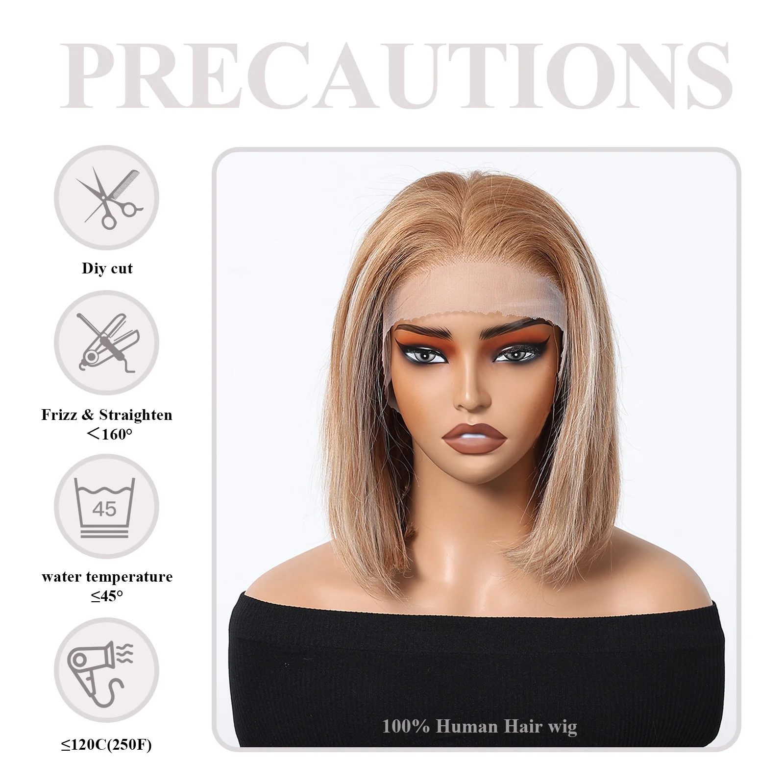 Парики из человеческих волос на сетке спереди 13*4 светлые короткие прямые