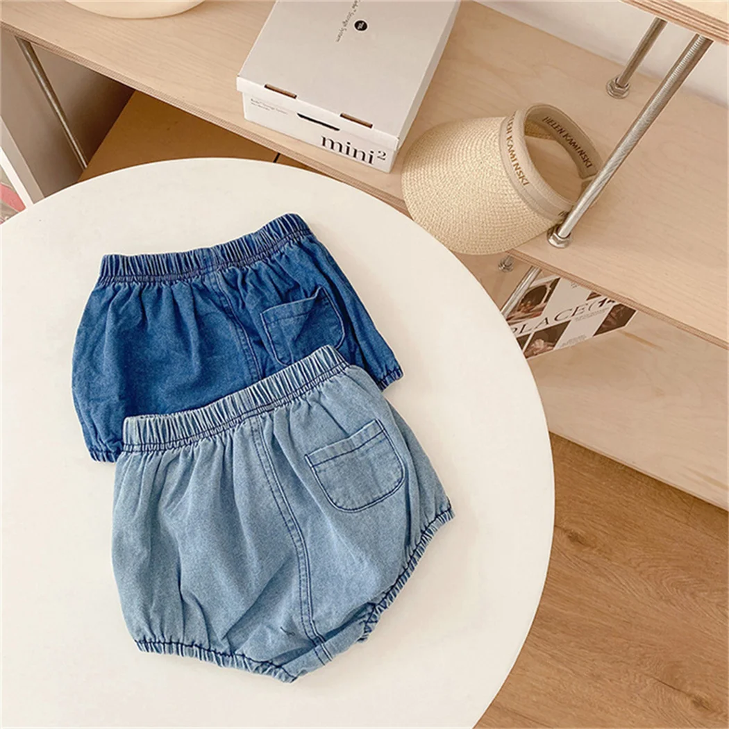 Summer Baby Girl Denim Bloomer Cute Pockets Boy Cotton Shorts Toddler Kids Soft Breathable Diaper Cover Child Short Jeans Pants
