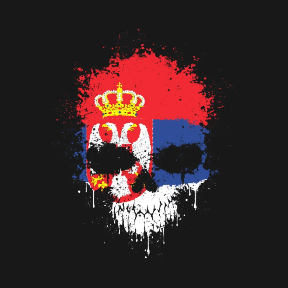 

Serbian Flag Splatter Skull - Serbia - T-Shirt