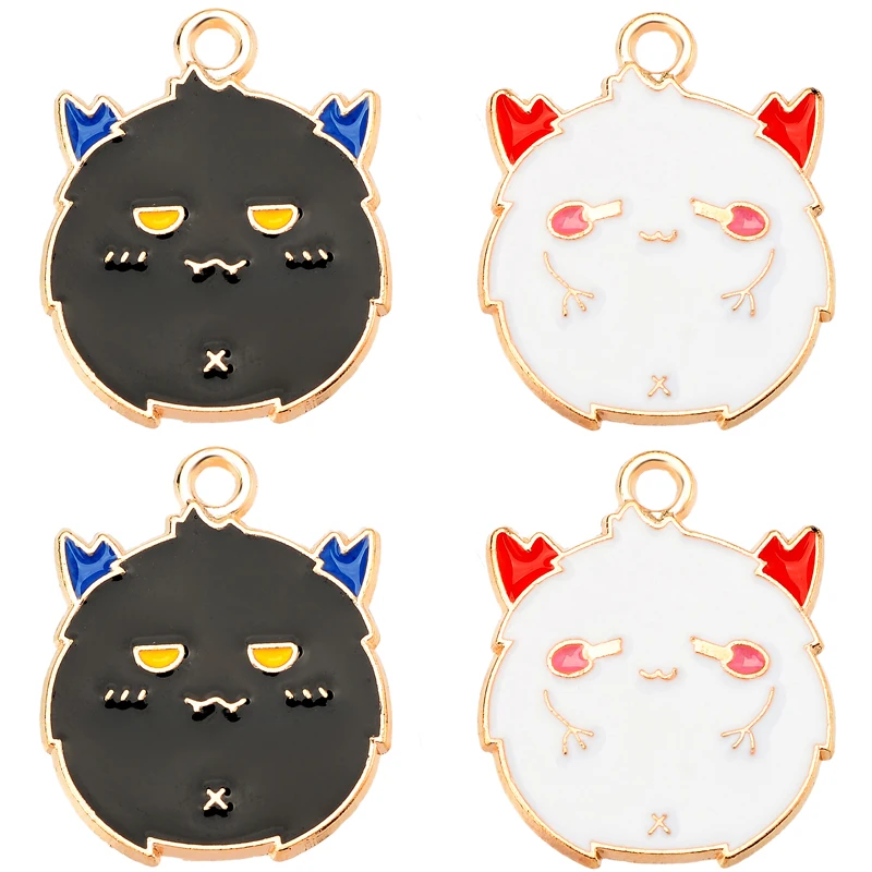 

18*22mm 20 Pieces Box Black and White Alloy Enamel Little Monster Earrings Pendant Pendant Necklace DIY Handmade Jewelry Wholesa
