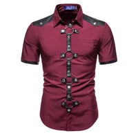 mens fashion short sleeve shirt gothic rivet shirt punk casual top comfortable summer streetwear 2022 new product m 3xl