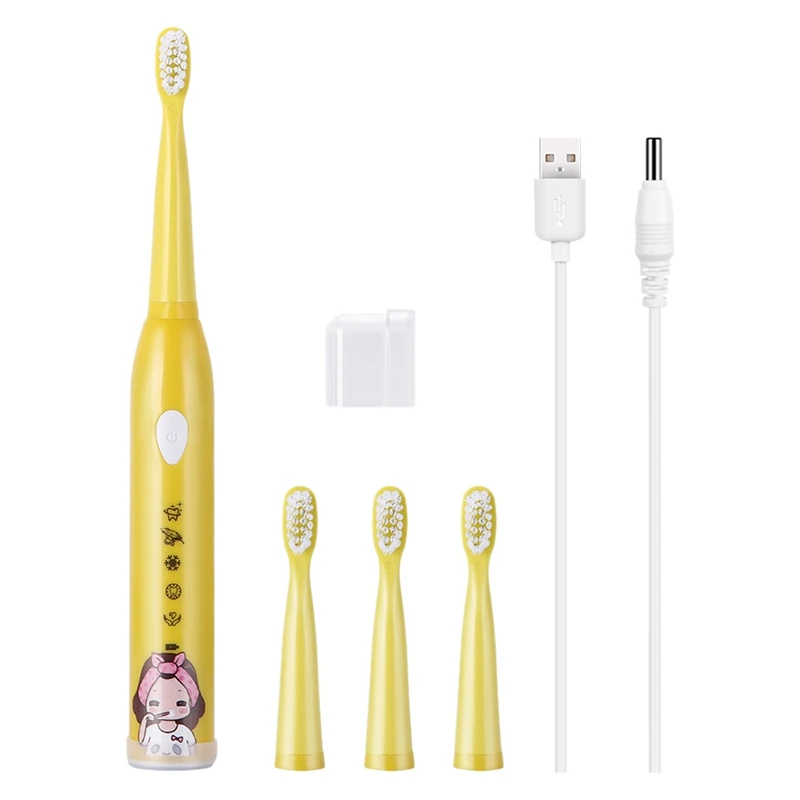 

5-Mode Children's Electric Toothbrush USB Charger With 3 Replacement Heads