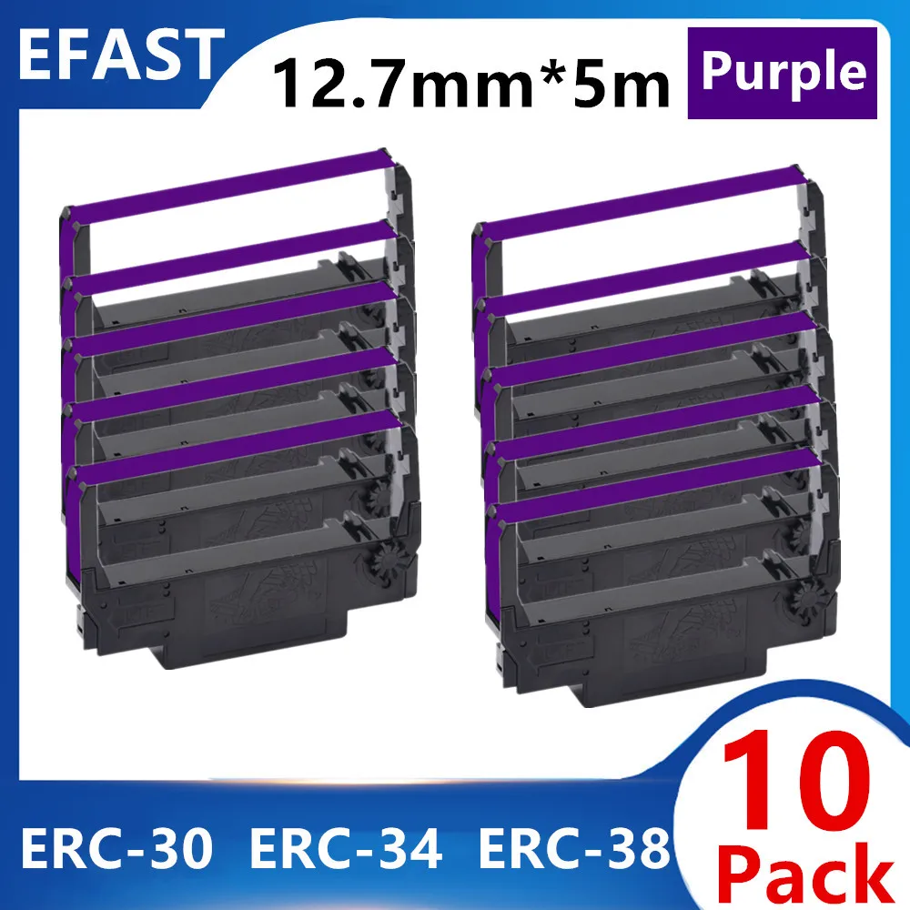 

10 Packs Compatible ERC30 ERC-30PU erc-30/34/38 cartridge ribbon (Purple) Used with Epson ERC30 ERC34 ERC38 NK506 Printer