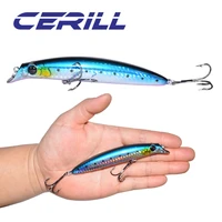 cerill 1 pc 118mm 18g minnow fishing lure floating artificial plastic hard bait treble hooks colorful shiner saltwater wobblers