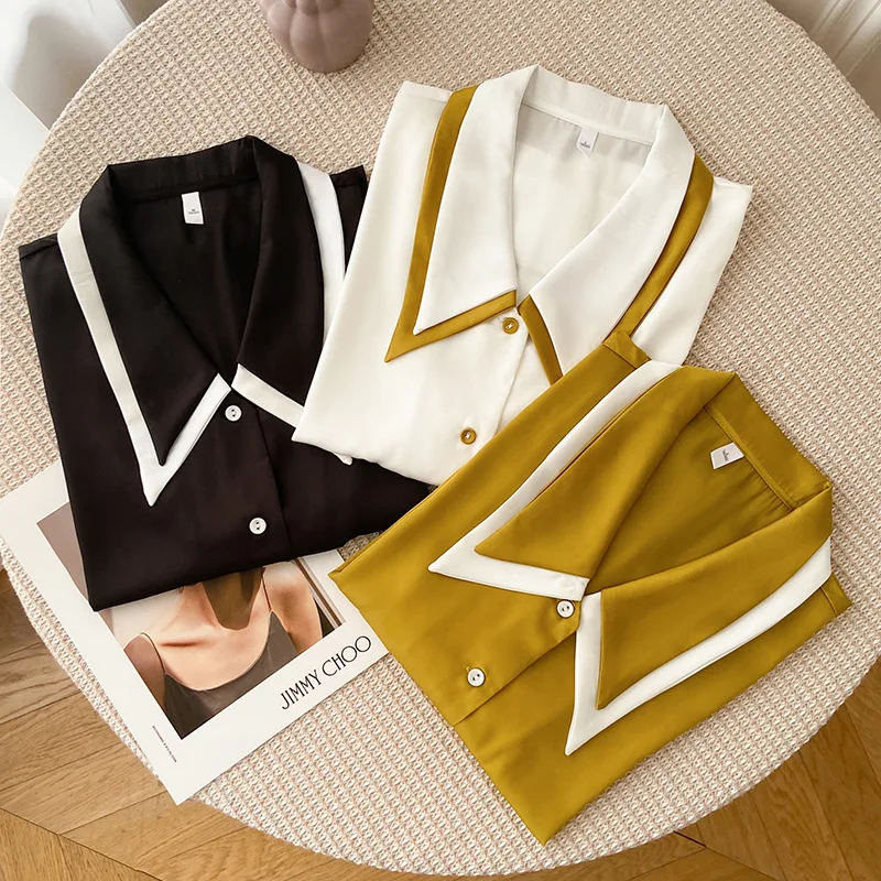 

Комплект пижамный женский из 2 предметов, атласный Шелковый домашний костюм, свободные брюки с длинным рукавом, модная домашняя одежда для женщин, комплект пижам, весна-лето