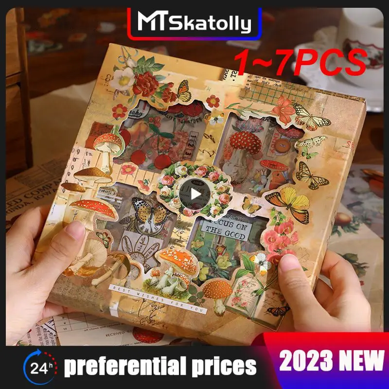 

1 ~ 7 шт. винтажная наклейка «Мистер paperSet» с бабочками, Подарочная коробка, эстетическое украшение для скрапбукинга с цветами и грибами, канцелярские наклейки