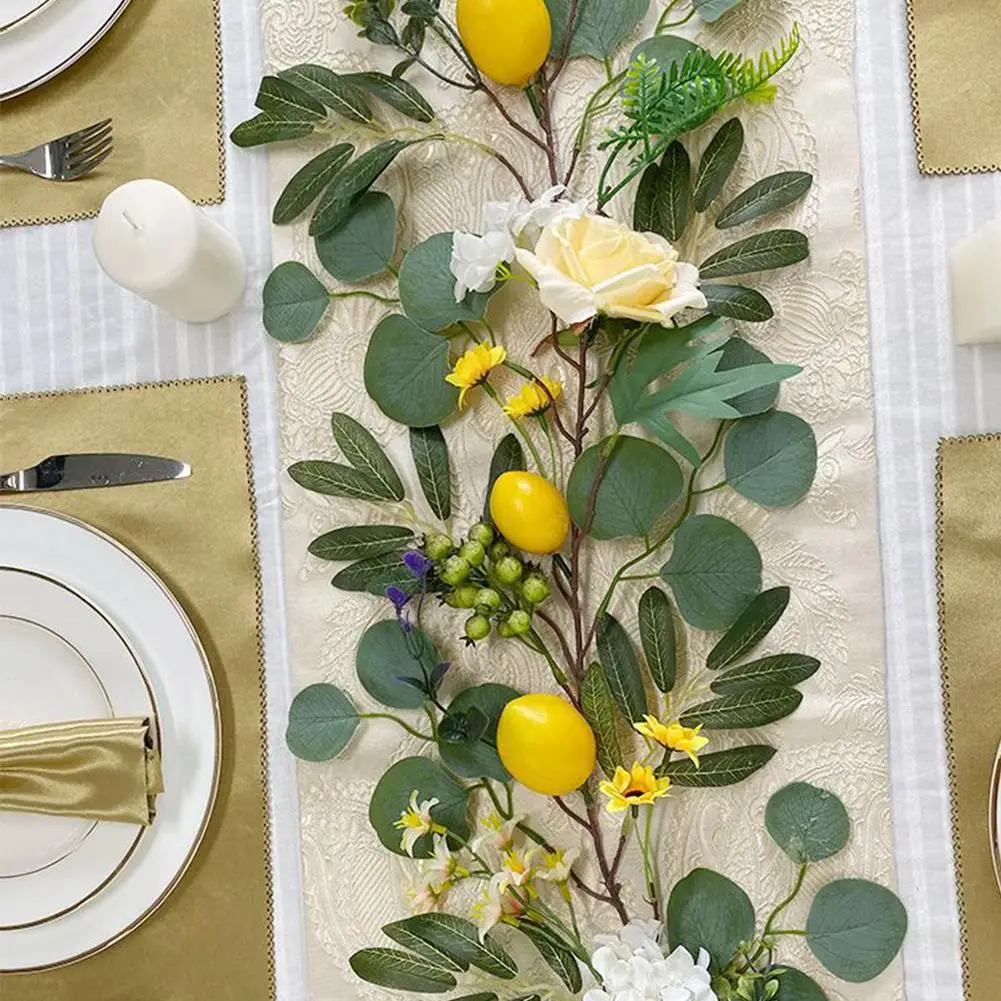 

Artificial Lemons Garland Multi-functional Eucalyptus Rose Green Plant Decoration For Wedding Party Drop shipping