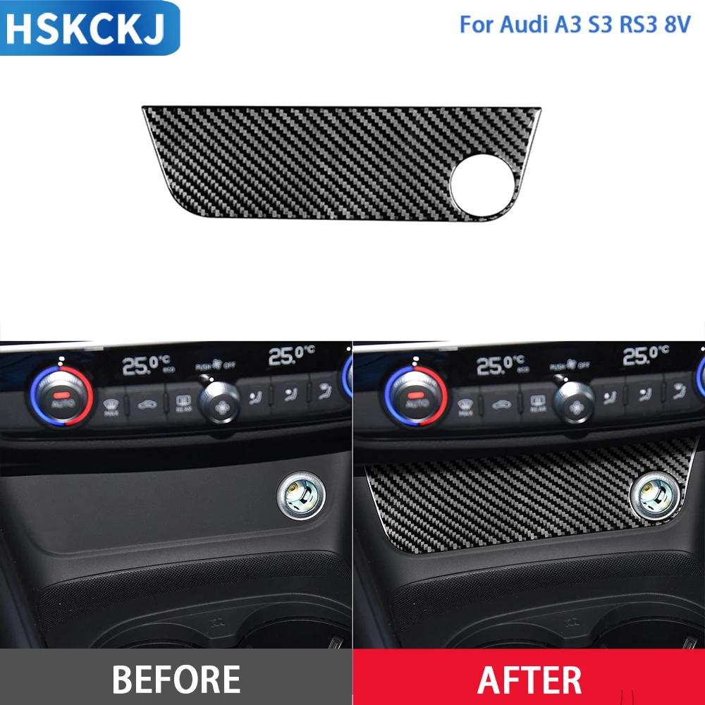 

Carbon Fiber Sticker For Audi A3 S3 RS3 8V 2013-2019 Power Outlet Panel Center Console Decor Cover Trim Aar Accessories
