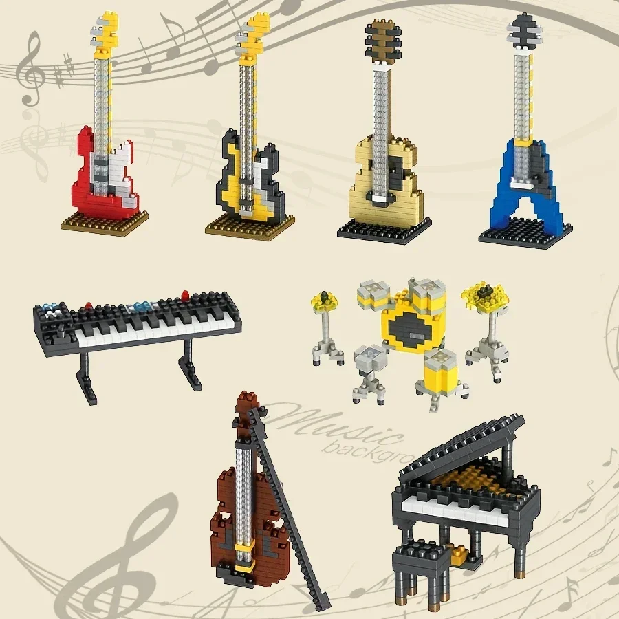 Мини-музыкальные инструменты строительные блоки для фортепиано гитары
