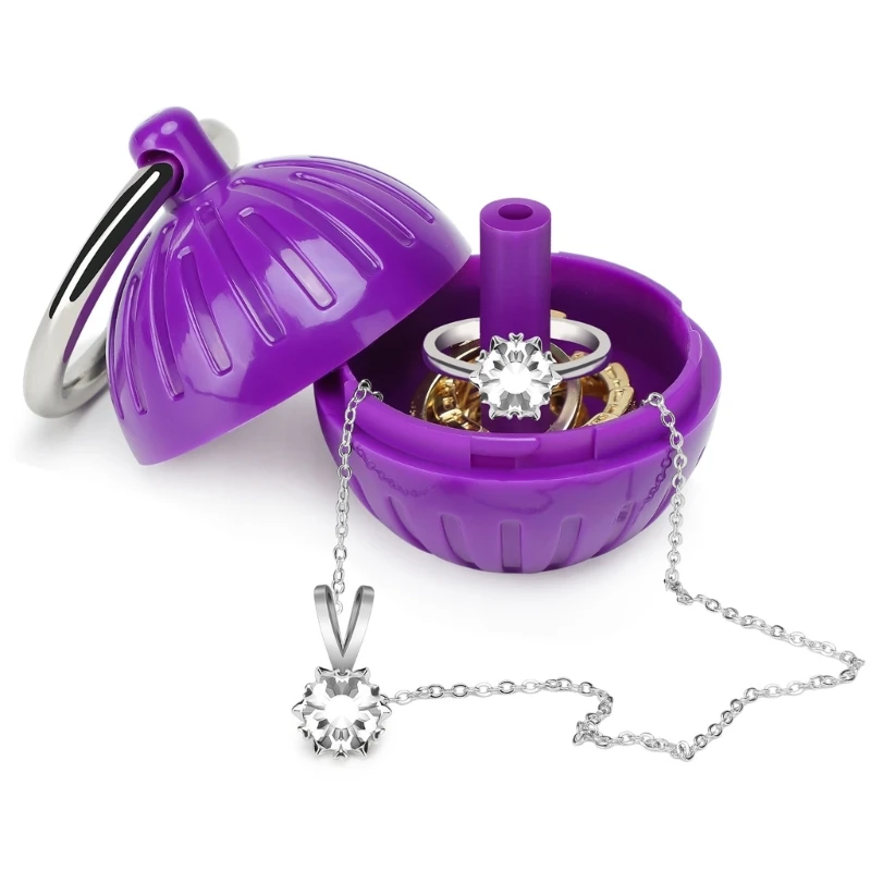 

F19D миниатюрная шкатулка для хранения ювелирных изделий, маленький пластиковый органайзер для колец, круглый контейнер для хранения, дорожный держатель для колец и сережек для крошечных ювелирных изделий