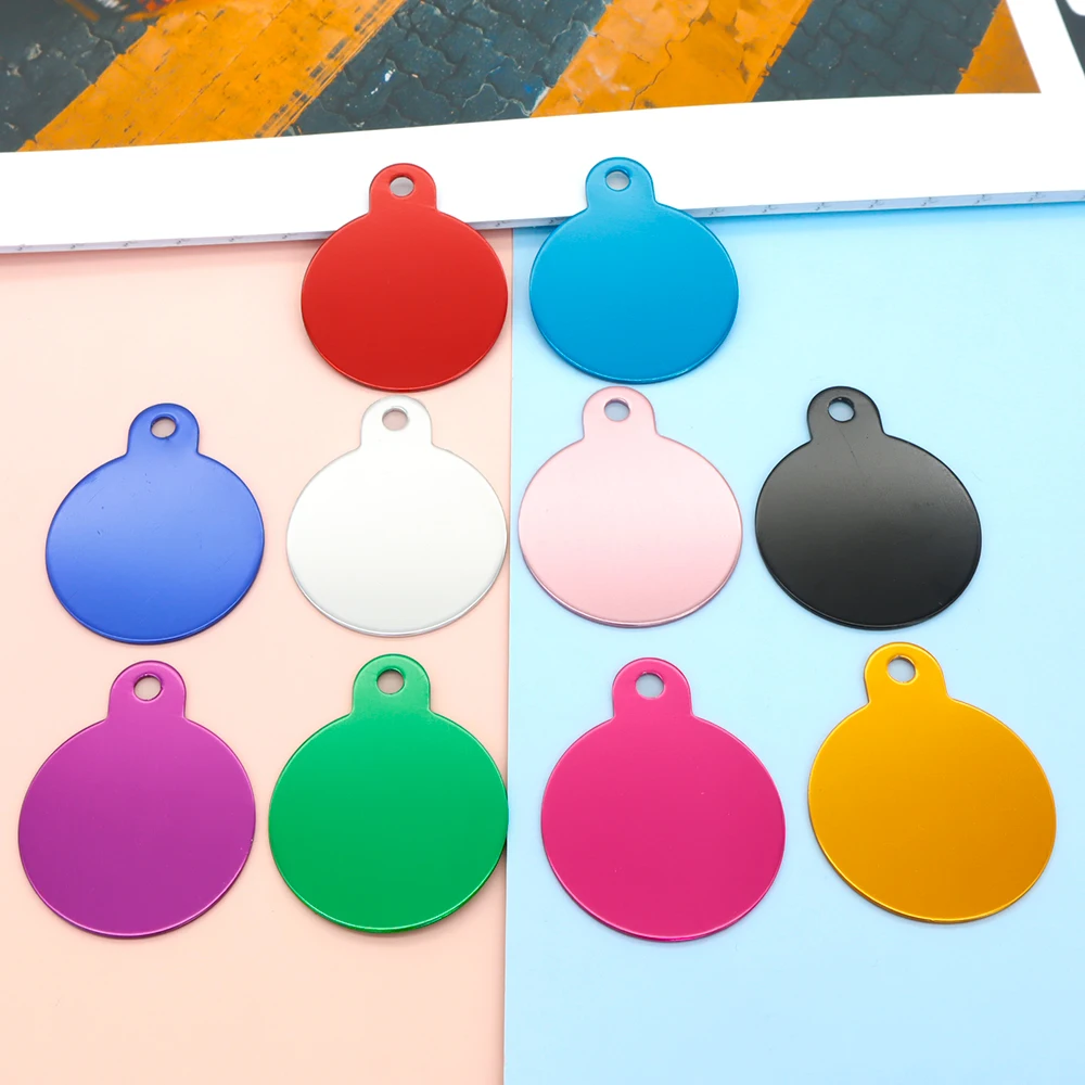 

Wholesale 100PCS Round Animal ID Tag Blank Custom Engraved Pendant Key Ring Accessories Cat And Dog Collar Ornaments