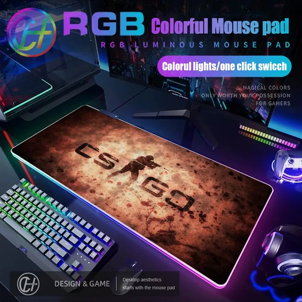 Фото Игровой коврик для мыши HYBXAXC 400x800 мм с RGB-подсветкой, HD-дизайн, большой размер XXL, аксессуары для геймеров, коврик для мыши CSGO RGB №1